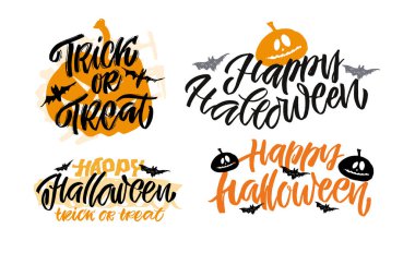 Cadılar bayramın kutlu olsun. Güzel el çizimi karalama harfleri. Cadılar Bayramı partisi, şeker mi şaka mı? Poster, web, afiş, tişört tasarımı için harf sanatı.