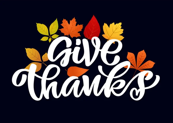 Agradece Mão Desenhado Thanksgiving Lettering Typography Poster Texto Celebração Feliz — Vetor de Stock