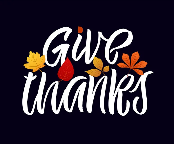 Agradece Mão Desenhado Thanksgiving Lettering Typography Poster Texto Celebração Feliz —  Vetores de Stock