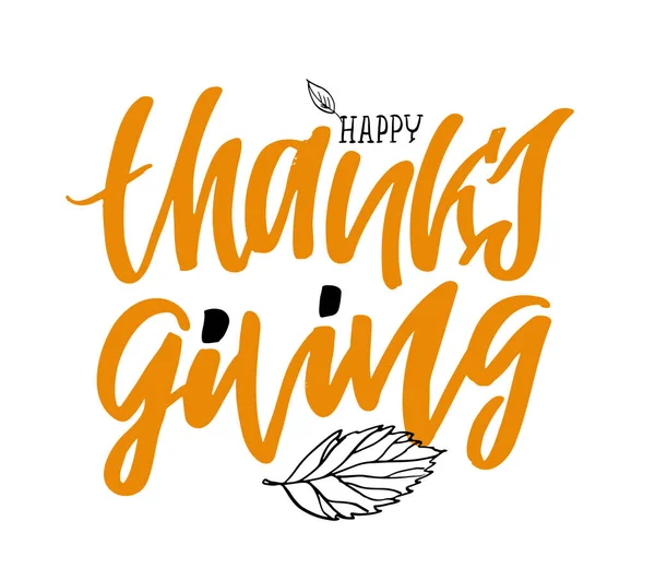 Dankjewel Met Hand Getekend Thanksgiving Letters Typografie Poster Fijne Thanksgiving — Stockvector