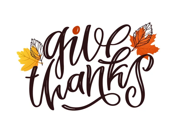 Dankjewel Met Hand Getekend Thanksgiving Letters Typografie Poster Fijne Thanksgiving — Stockvector