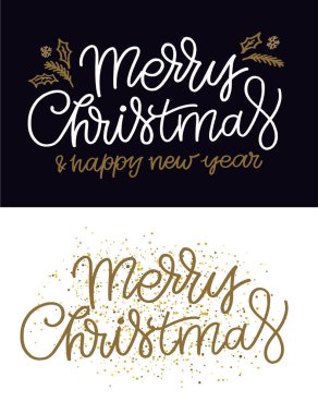 Mutlu Yıllar ve Mutlu Noeller, Mevsimler, Bayram Kutlamaları - posta kartı, pankart, tişört tasarımı, web tasarımı için şirin harfler.