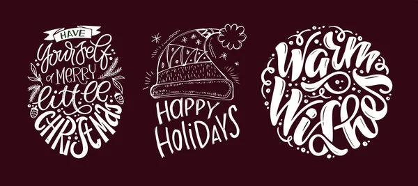 Felices Fiestas Invierno Linda Postal Dibujada Mano Feliz Navidad Feliz — Vector de stock