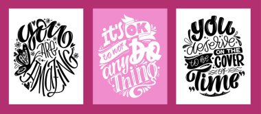 Motivasyon, hayat hakkında kartpostallar çizen sevimli bir el. Web, tişört tasarımı için harf posteri. 