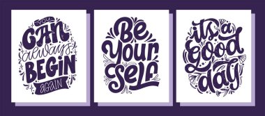 Hayatla ilgili güzel kartpostallar. Poster, tişört tasarımı. 