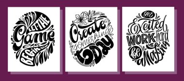 Lettering postcard about life. Motivation hand drawn doodle lettering label. Template for banner, t-shirt design. 