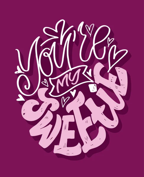 Gelukkige Valentijnsdag Briefkaart Beletteren Hou Van Kiss You Belettering Label — Stockvector