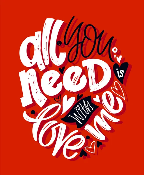 Sevimli Bir Çizimi Aşk Hakkında Kartpostallar Posterini Seviyorum Sevgililer Günün — Stok Vektör