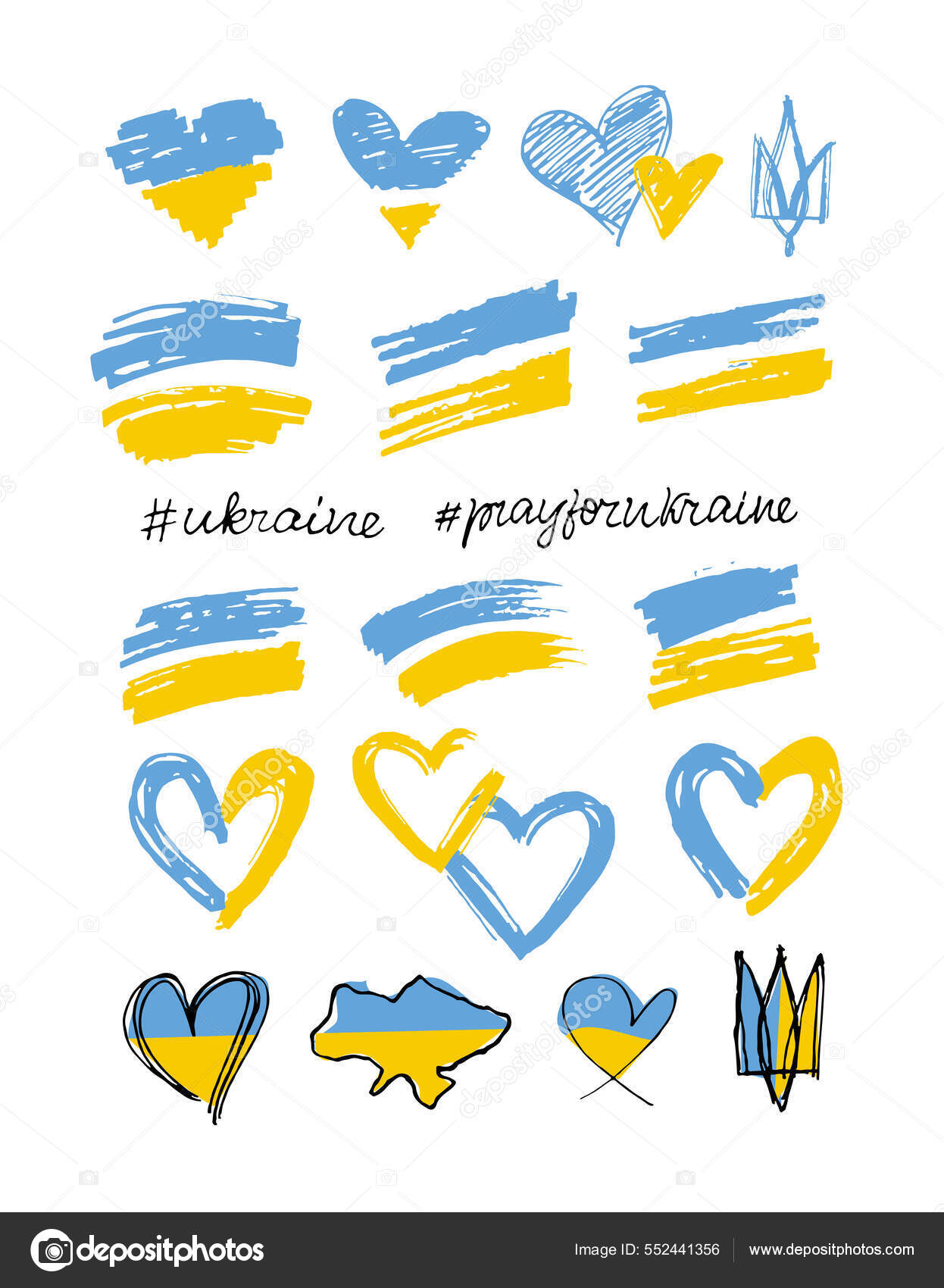 Поддерживаю Украину Украинский Флаг Набором Иконок Молись Украину.