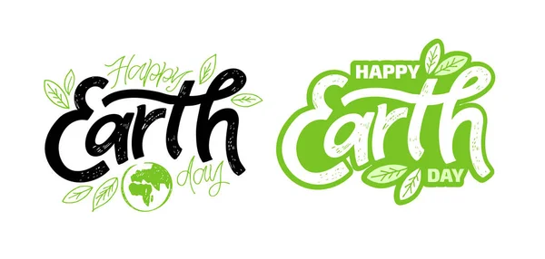 Happy Earth Day Niedliches Handgezeichnetes Doodle Schriftzug Etikett Umweltfreundliches Plakat — Stockvektor