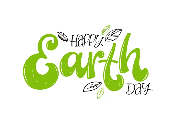 Happy Earth Day April Niedliche Handgezeichnete Doodle Postkarte — Stockvektor