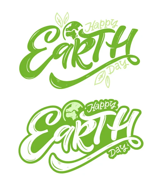 Happy Earth Day Niedliches Handgezeichnetes Doodle Schriftzug Etikett Umweltfreundliches Plakat — Stockvektor
