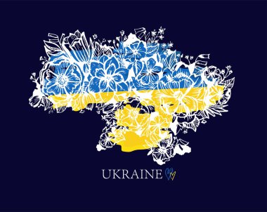 Ukrayna kalbimde. Ukrayna 'nın zaferi! Ukrayna, Ukrayna bayrağı ve Ukrayna konsept ikonu seti için dua ediyorum. Rusya 'nın çıkartmalarını medyaya sakla. Vektör illüstrasyonu