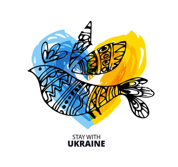 Support Ukraine! Glory of Ukraine! Ukrainian flag with a Pray for Ukraine concept icon set