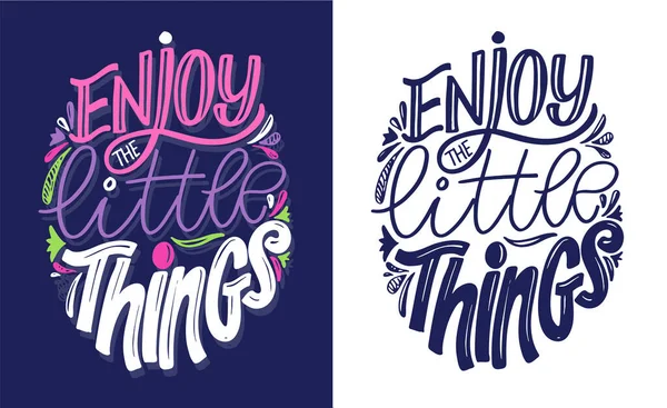 Godetevi Piccole Cose Carina Cartolina Lettering Manifesto Letterario Sulla Vita — Vettoriale Stock