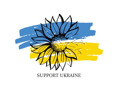Ukrayna 'yı destekleyin! Ukrayna 'nın zaferi! Ukrayna bayrağı ve Ukrayna konsept simgesi seti