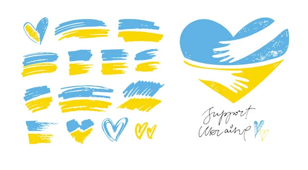 Υποστήριξη Της Ουκρανίας Χαριτωμένο Χέρι Που Doodle Γράμματα Δόξα Της — Διανυσματικό Αρχείο