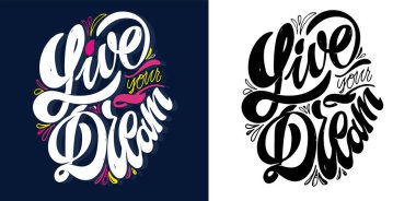 Motivasyon elle çizilmiş kartpostallar hayat hakkında. Poster sanatı.. 