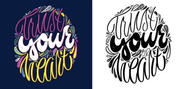 Hayat hakkında kartpostal yollamak. Motivasyon el karalama posteri.