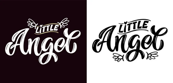 Little Angel Little Princess Lettering Hand Drawn Doodle Postcard Lettering — Stockvector