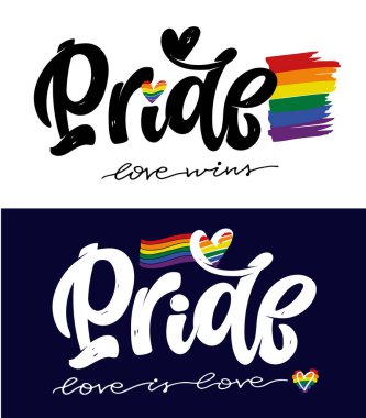 Gurur Ayı - LGBTQ etiket harfleri. Aşk aşktır. Gururlu kartpostal. Tişört tasarımı.
