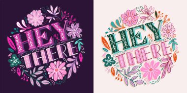 İlham verici bir el, kartpostallar çizmiş. Harfli resim posteri, tişört tasarımı.