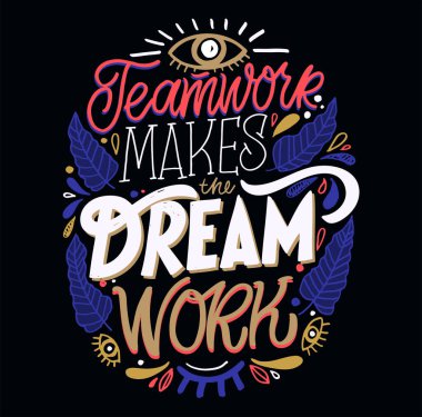 El yazısıyla yazılmış mektuplar, elle çizilmiş çiçek resimleri. Motivasyon alıntısı. Tişörtler, posterler, kartlar için. Çiçekli dijital çizim biçimi