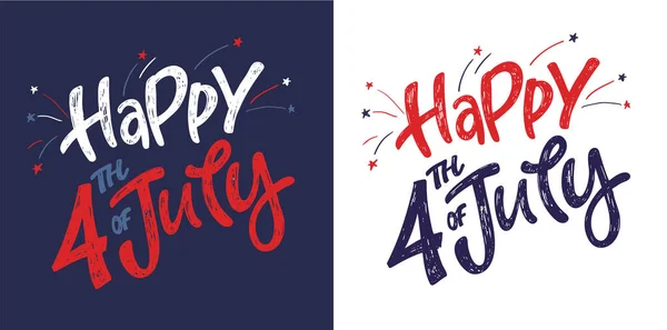 Text 4Th July Independence Day Vector Lettering Typography Postcard Card — Stock Vector