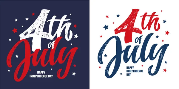 Text 4Th July Independence Day Vector Lettering Typography Postcard Card — Stock Vector