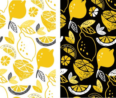 Limonata elle çizilmiş karalama harfleri. Limon deseni arkaplanı.