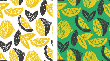 Limonata elle çizilmiş karalama harfleri. Limon deseni arkaplanı.