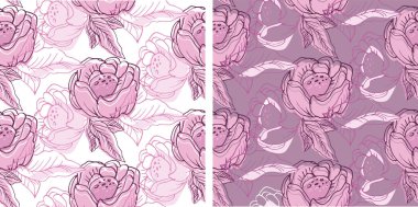 Wonderful hand drawn doodle floral pattern background. Flower bar template.