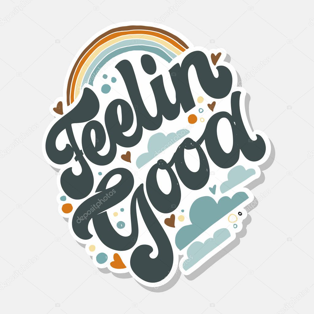 Cute hand drawn lettering label art. Lettering for postcard, banner, t-shirt design template.