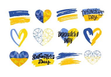 Happy Defenders Day of Ukraine - the 14th of October - cute hand drawn doodle lettering postcard. Ukraine celebtration art.