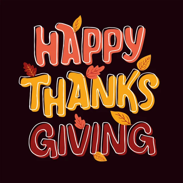 Gelukkige Thanksgiving Dag Dankjewel Herfst Valpatroon Bakland Thanksgiving Belettering Briefkaart — Stockvector