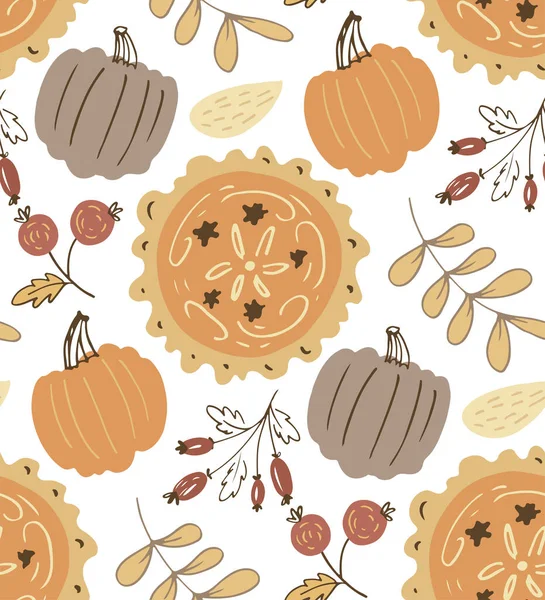 Happy Thanksgiving Day Give Thanks Autumn Fall Pattern Bakground Thanksgiving — Stock Vector