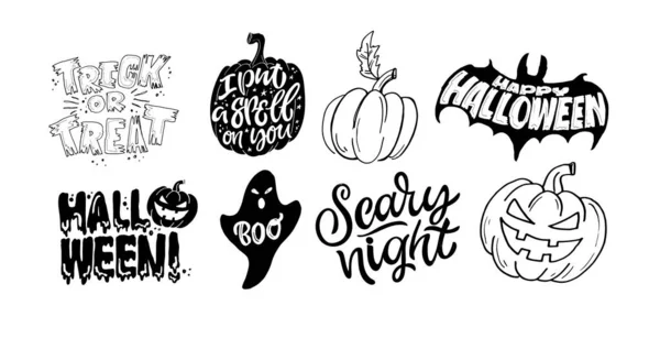 Hand Sketched Lettering Happy Halloween Template Party Banner Design Print — Stock Vector