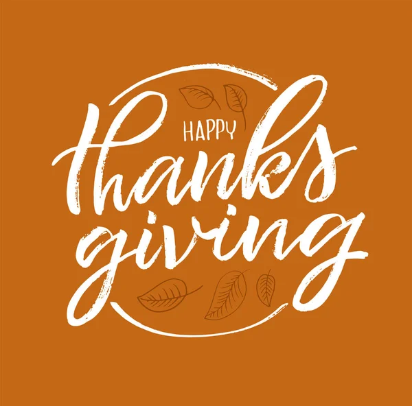 Happy Thanksgiving Day Thankful Cute Hand Drawn Doodle Lettering Postcard — Stock Vector