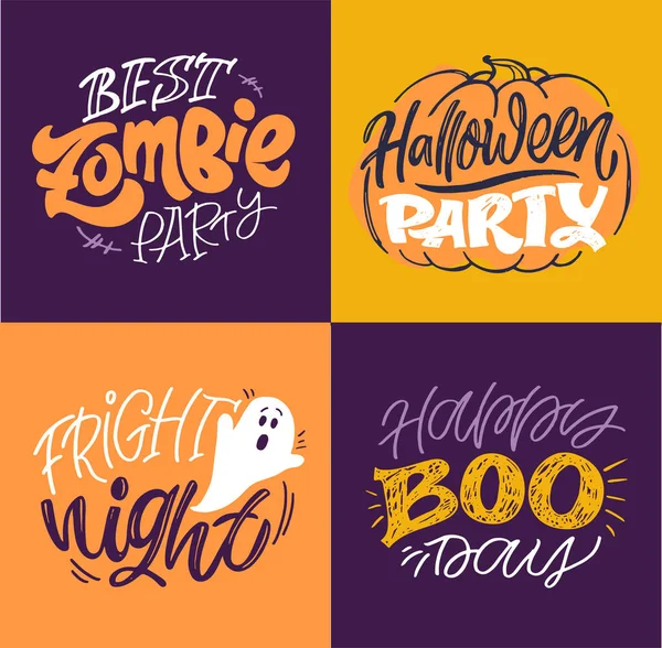 Letras Dibujadas Mano Feliz Halloween Plantilla Para Pancarta Fiesta Diseño — Vector de stock