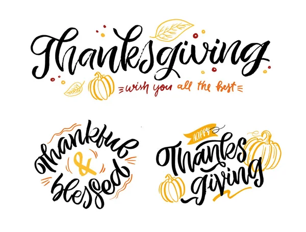 Felice Giorno Del Ringraziamento Siate Grati Carino Mano Disegnato Doodle — Vettoriale Stock