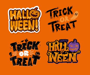 Cadılar Bayramı mega seti. Cadılar bayramın kutlu olsun. Güzel el çizimi karalama harfleri. Cadılar Bayramı partisi, şeker mi şaka mı? Poster, web, afiş, tişört tasarımı için harf sanatı.