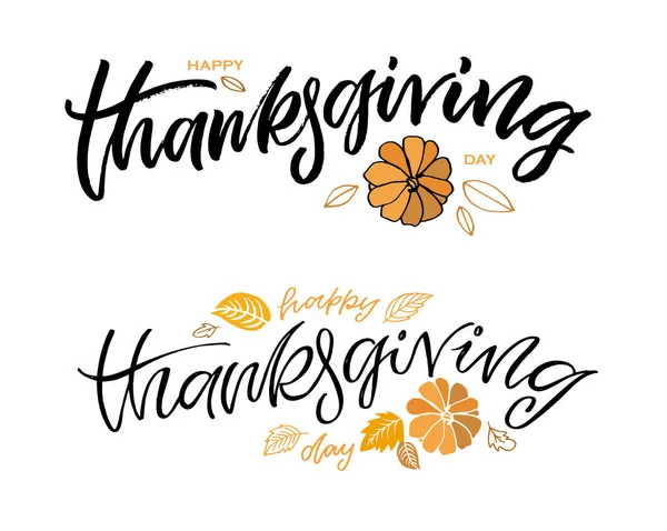 Szczęśliwego Święta Dziękczynienia Bądź Wdzięczny Cute Ręcznie Rysowane Doodle Literowanie — Wektor stockowy