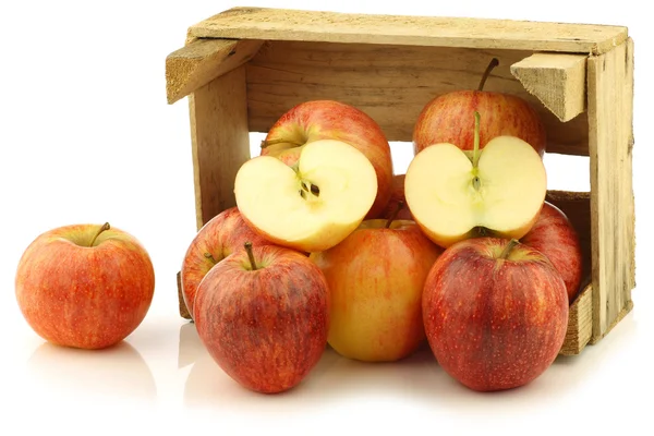 Fresh "royal gala" apples and a cut one — Stock Photo, Image