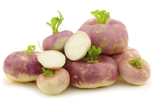 Freshly harvested spring turnip (Brassica rapa)