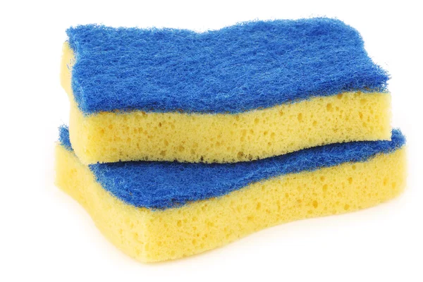 Tampons abrasifs jaunes et bleus — Photo