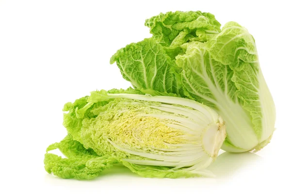 Fresh chinese cabbage and a cut one — Stock Photo, Image