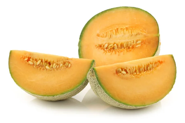 Skær frisk melon fra melon - Stock-foto