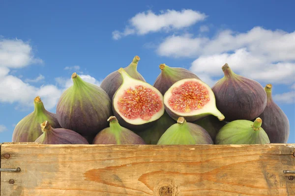 Fresh figs (Ficus carica) and a cut one — Stock Photo, Image
