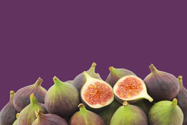 Fresh figs (Ficus carica) and a cut one — Stock Photo, Image