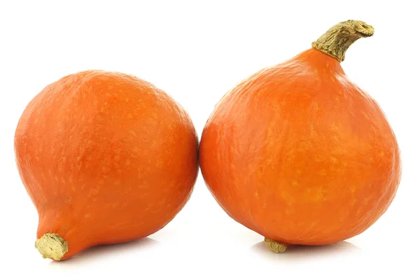 Twee oranje pompoenen — Stockfoto